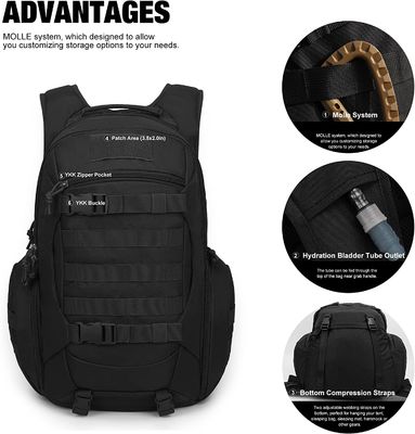 28L Military Tactical Backpack With Hydration Compartment For Men Black